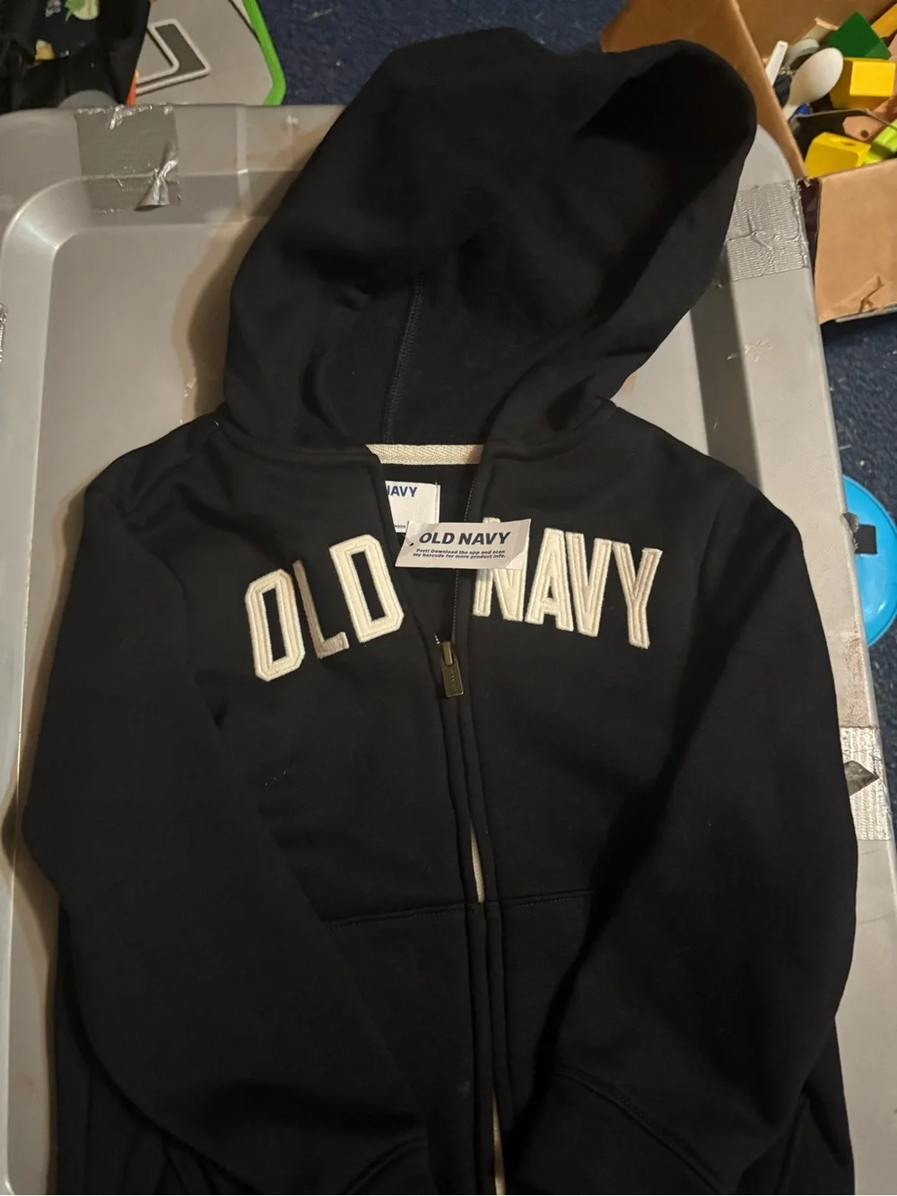 Old Navy Black Hoodie with Cream Lettering